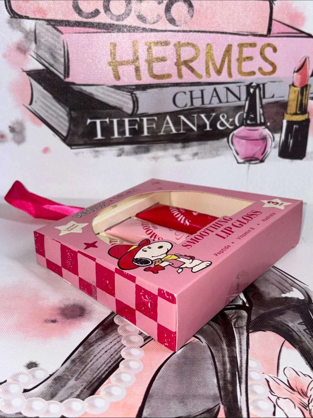 Peanuts x Célavi Smoothing Lip Gloss 3 pc Set - Pink/Red/White
